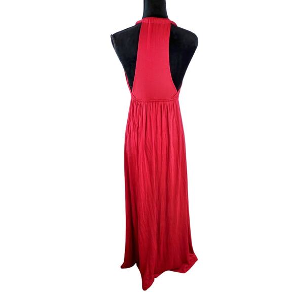 L SIGNATURE Women's Maxi Dress Red Large Rayon Spandex Formal Colorful - Picture 2 of 5